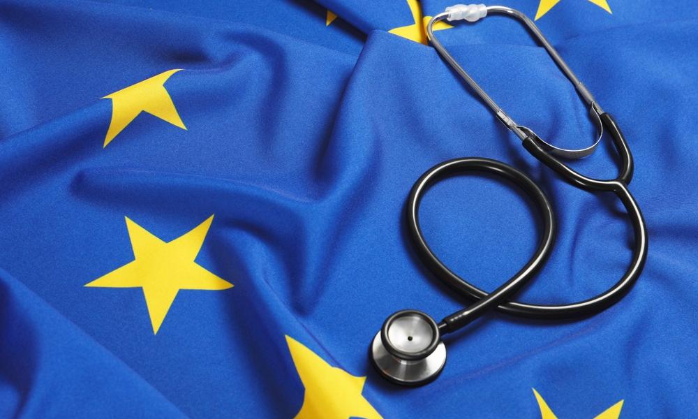 EU flag and stethoscope 