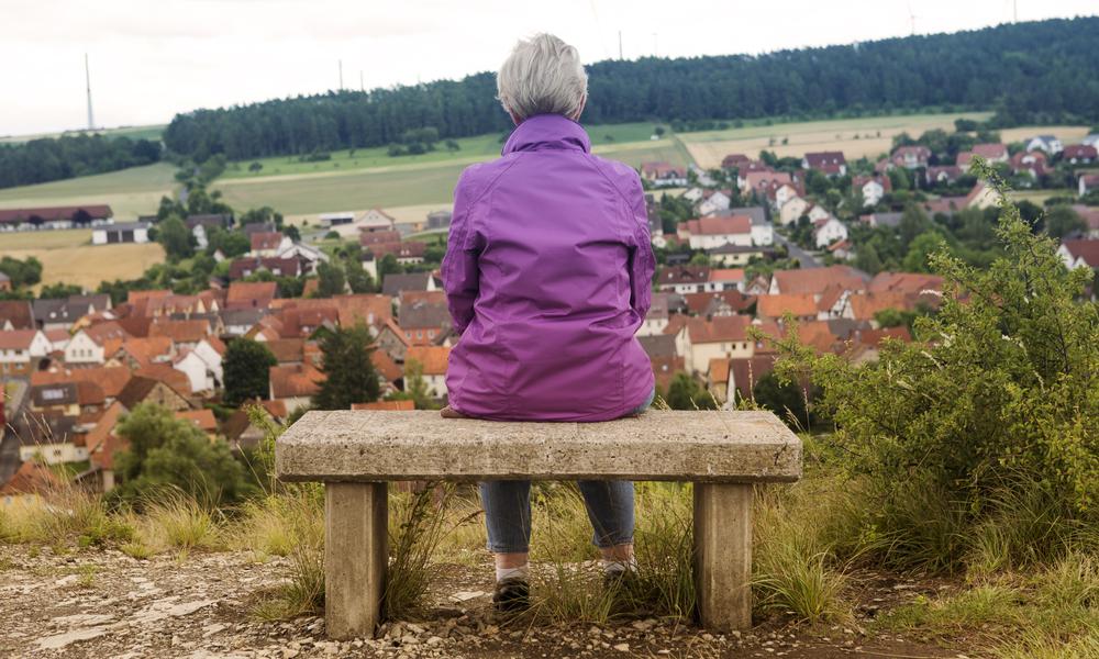 Older lady alone on bench
