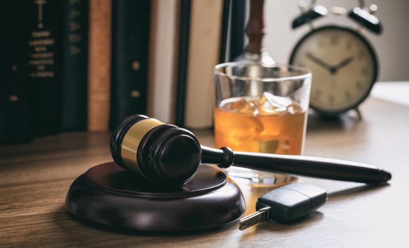 Gavel and alcohol